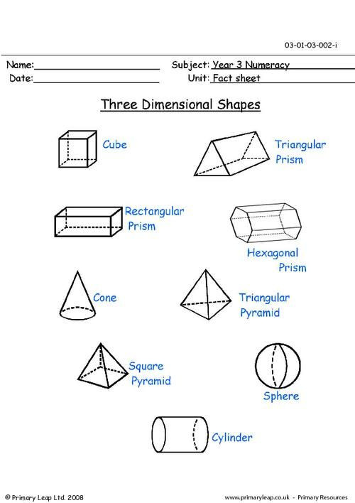 Three Dimensional Figures Worksheet Shapes Worksheets Free 