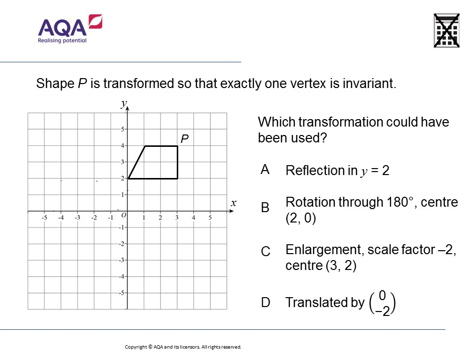 Transformations And Invariant Points Higher GCSE Maths QOTW Mr 