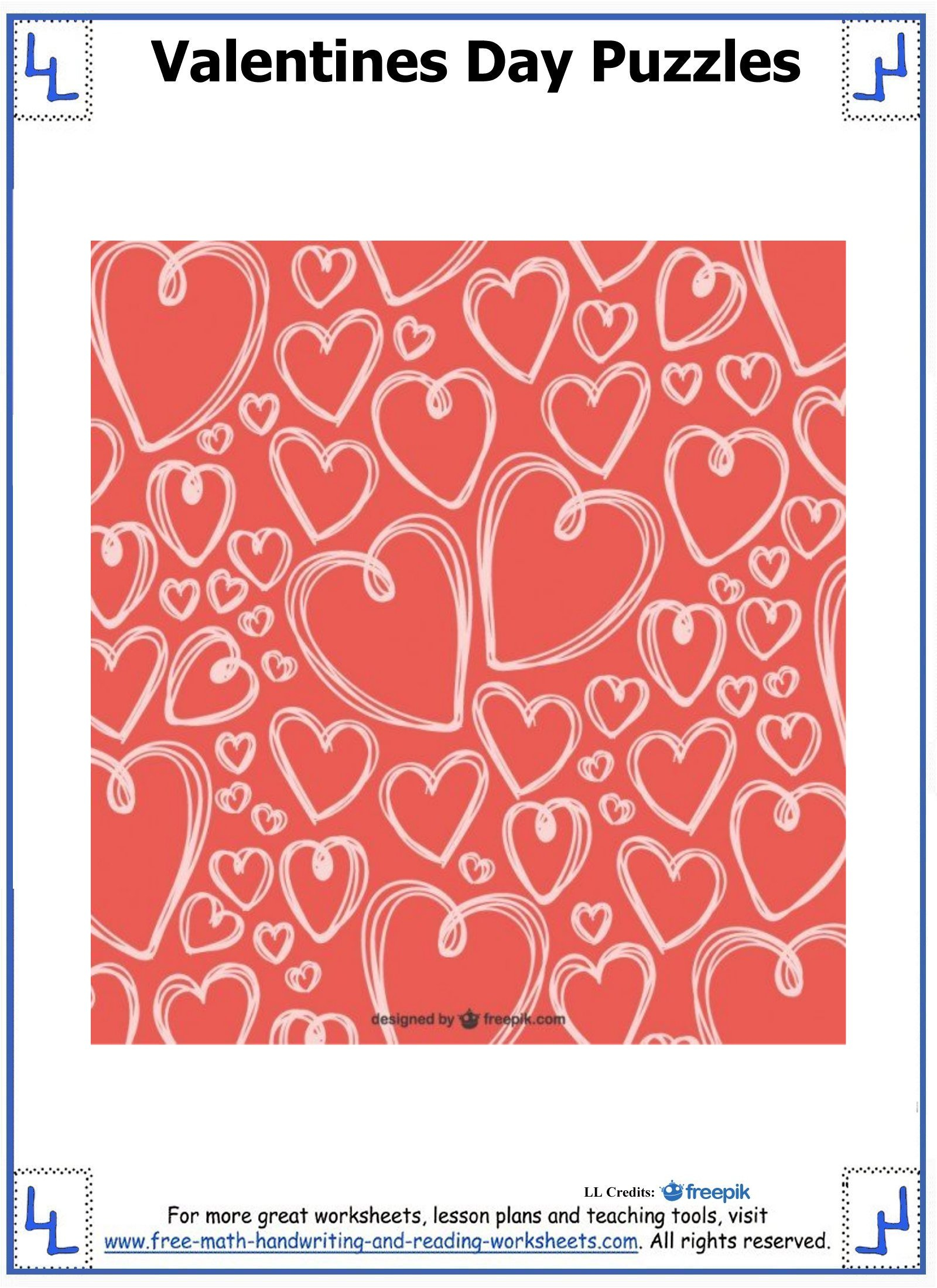 Valentine Day Puzzles Printable Cut Paste Puzzles