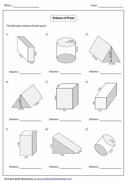 Volume Worksheets Volume Worksheets Geometry Worksheets Volume Math