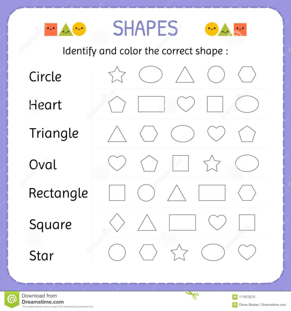 Worksheet Identify Count Basic Shapes Cartoon Vector CartoonDealer 