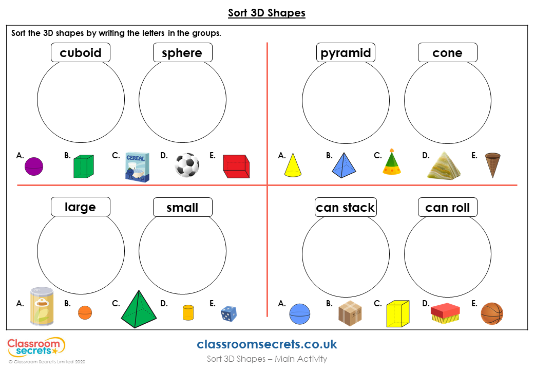 Year 1 Sort 3D Shapes Lesson Classroom Secrets Classroom Secrets