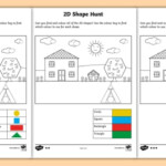 2D Shape Hunt Colouring Activity Sheets teacher Made