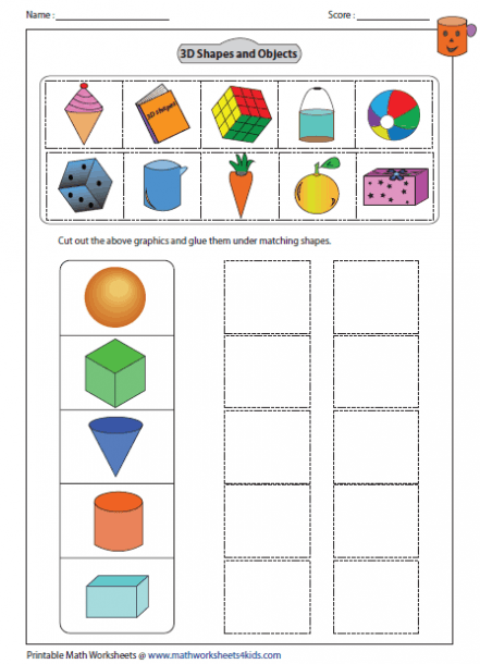 3D Shapes Worksheets Preschool Printables Shapes Worksheet 