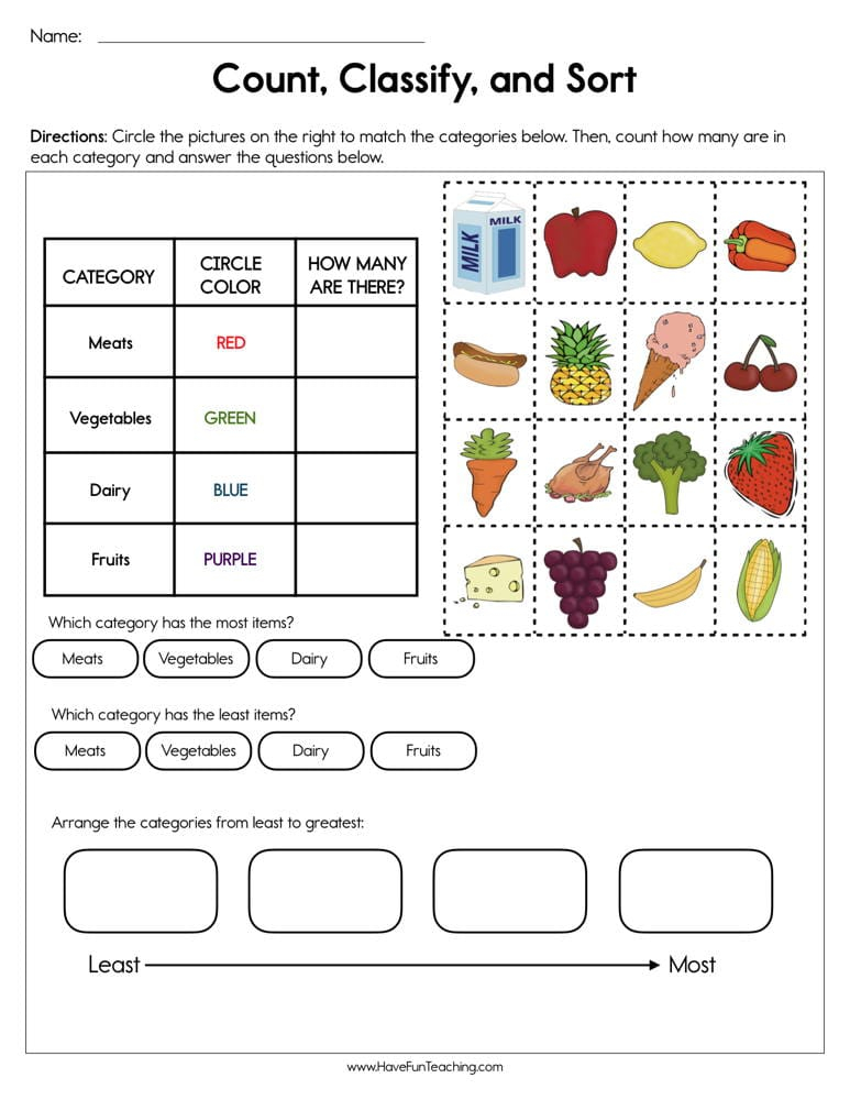 Count Classify And Sort Worksheet Have Fun Teaching