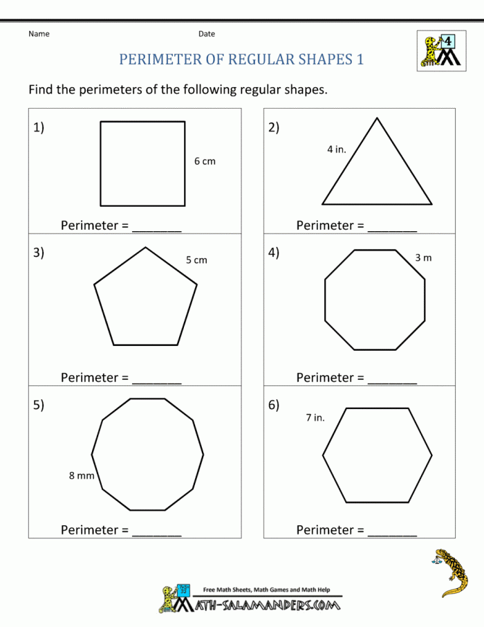 Finding The Perimeter Worksheets 99Worksheets