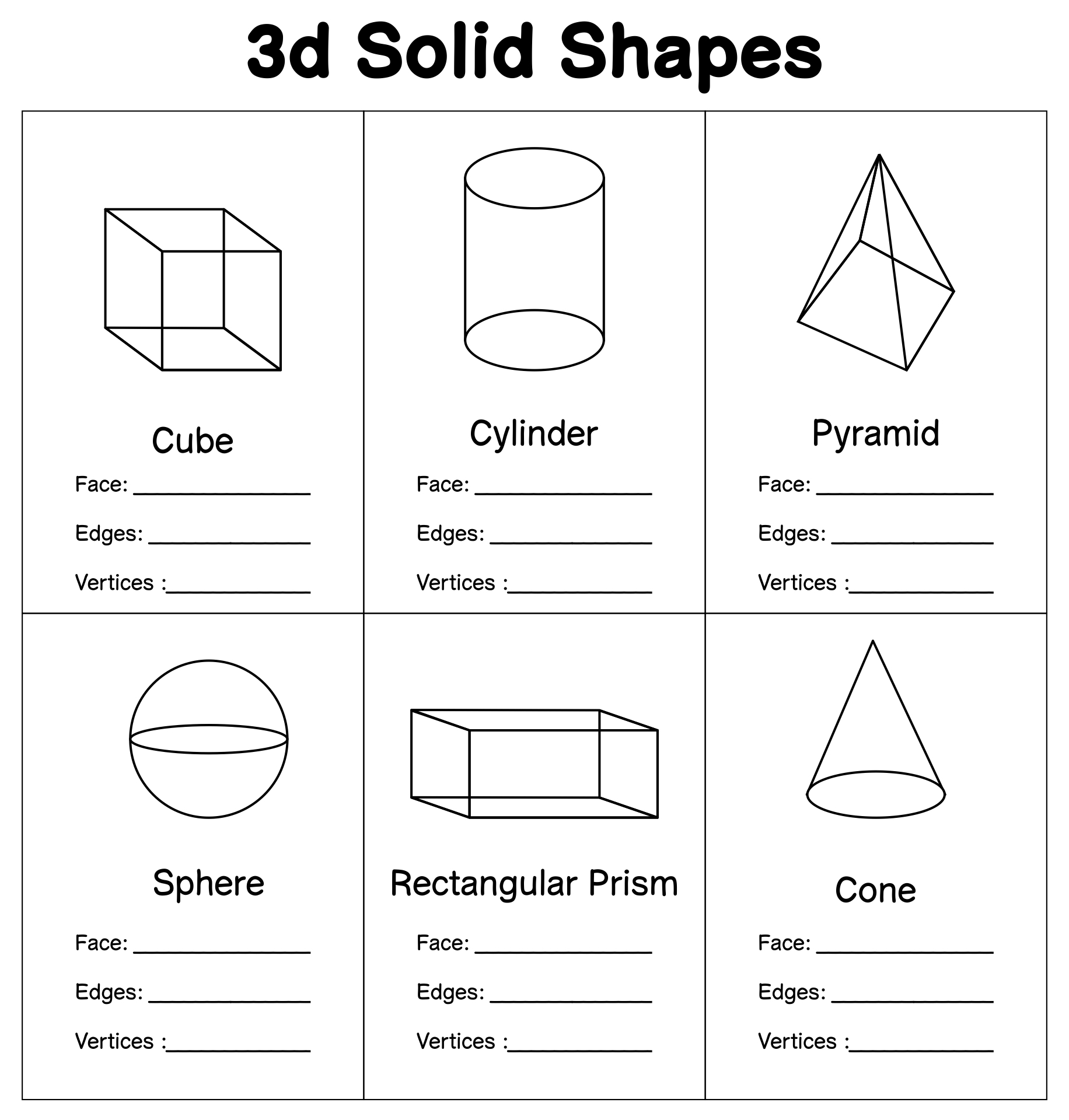 Free Printable 3d Shapes Worksheets Printable Templates ...