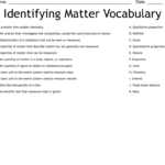 Identifying Matter Vocabulary Worksheet WordMint