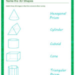 Name The 3D Shapes Second Grade Geometry Worksheet 3d Shapes