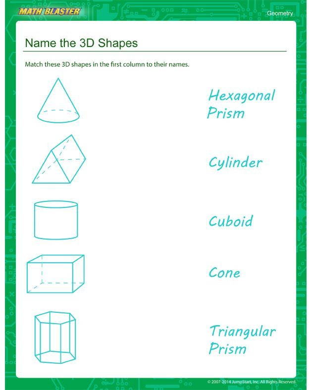 Name The 3D Shapes Second Grade Geometry Worksheet 3d Shapes 