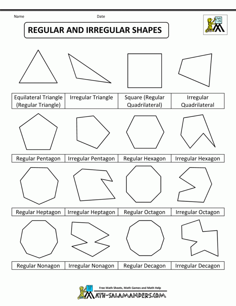 Printable Shapes Regular And Irregular Shapes Bw Polygons Anchor Chart 