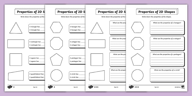 Year 2 Properties Of 2D Shapes Differentiated Worksheet Twinkl